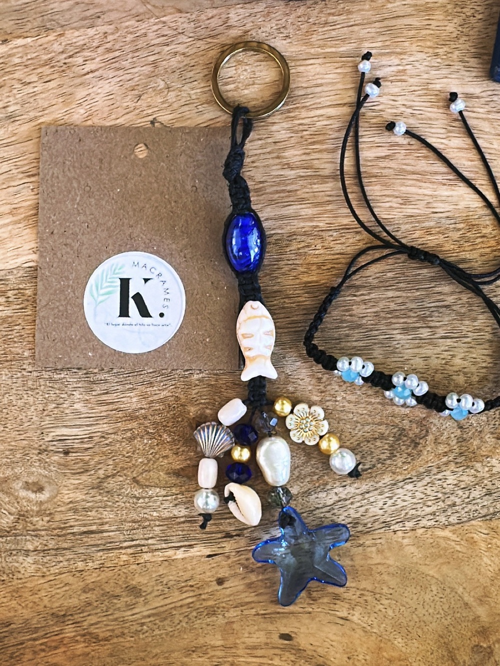 Handcrafted Blue Starfish Kids Keychain Charm